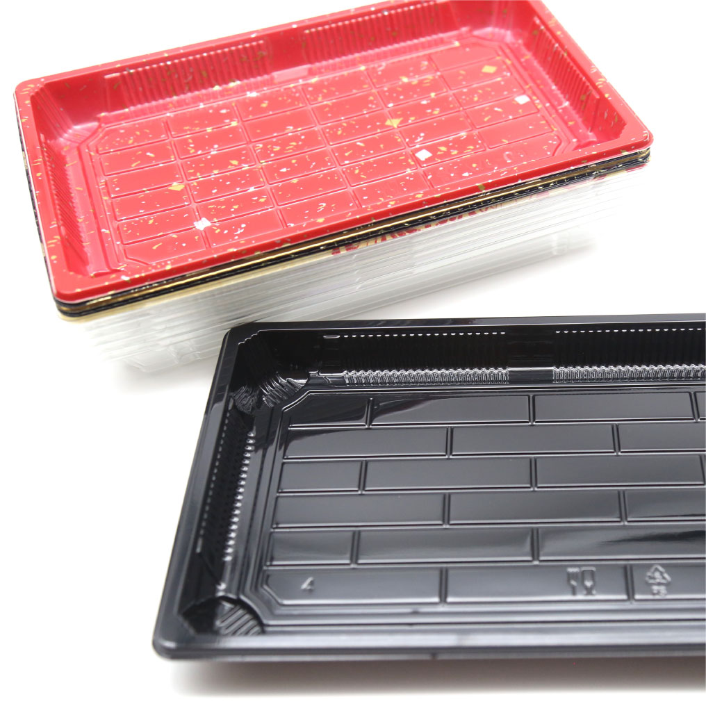 The sushi tray WL-09 is stackable for easy storage and placement.