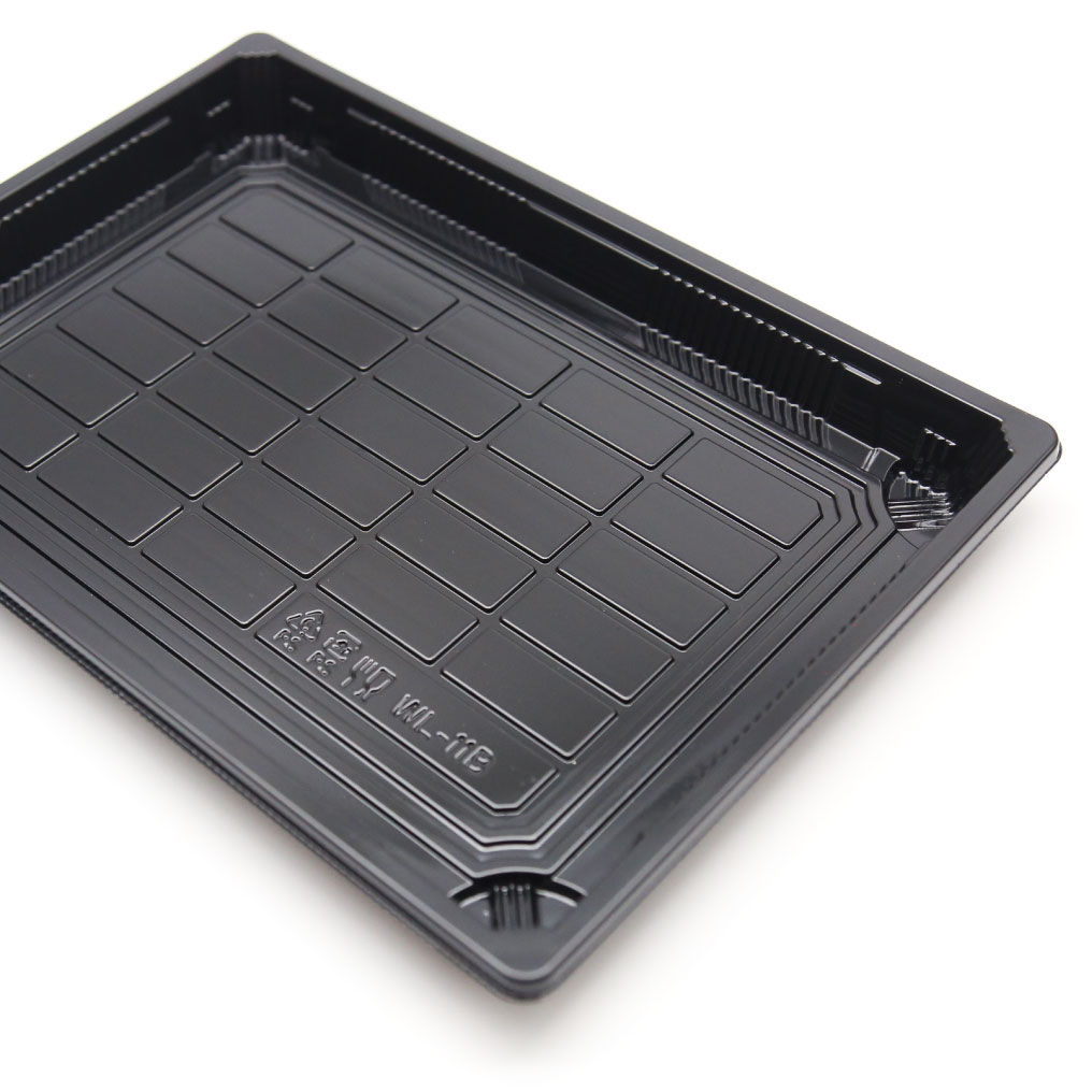 The sushi tray WL-11 is made of PS.