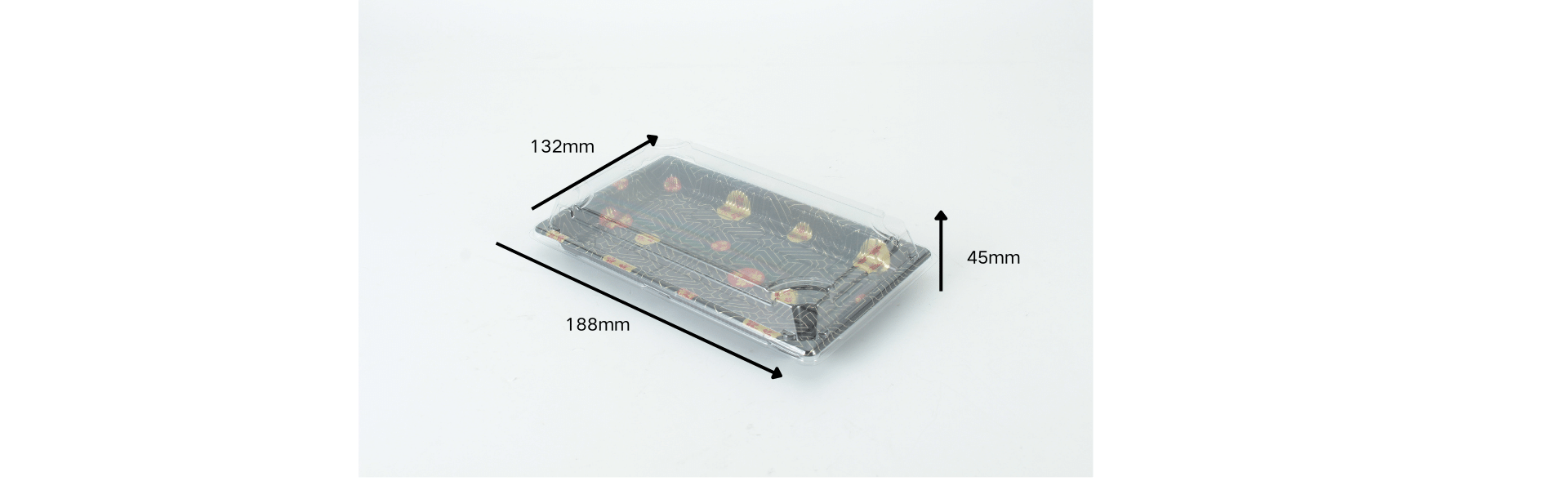 wl-10 disposable to go sushi box with size parameters around the product