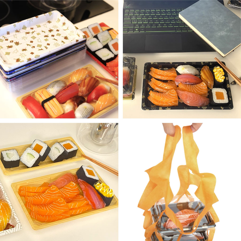Sushi plate WL-07 can be used in the kitchen, office, dinner scene, etc. It can also be packed away.