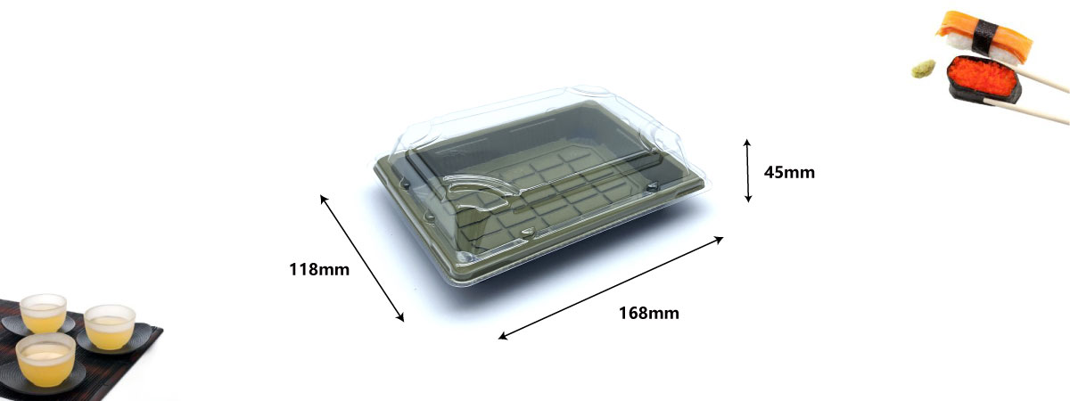 The size of the sushi tray WL-03 is 168*118*45mm.