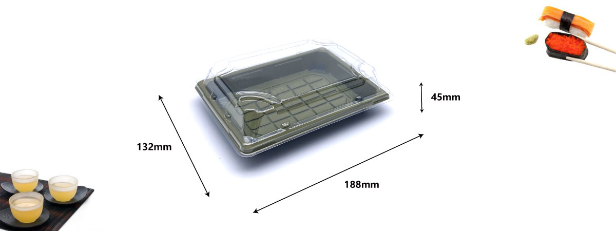 The size of the sushi tray WL-05 is 188*132*45mm.