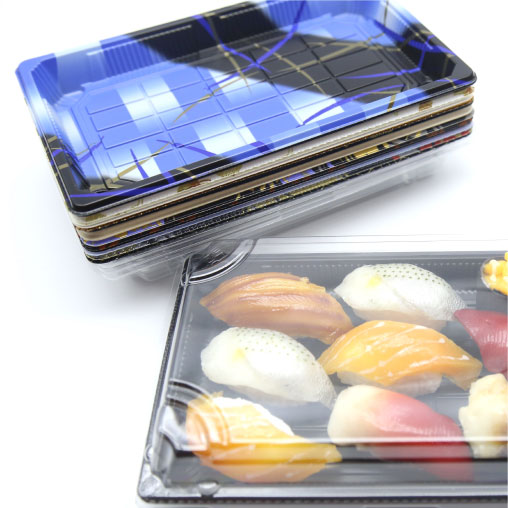 The sushi tray WL-07 is stackable for easy storage and placement.