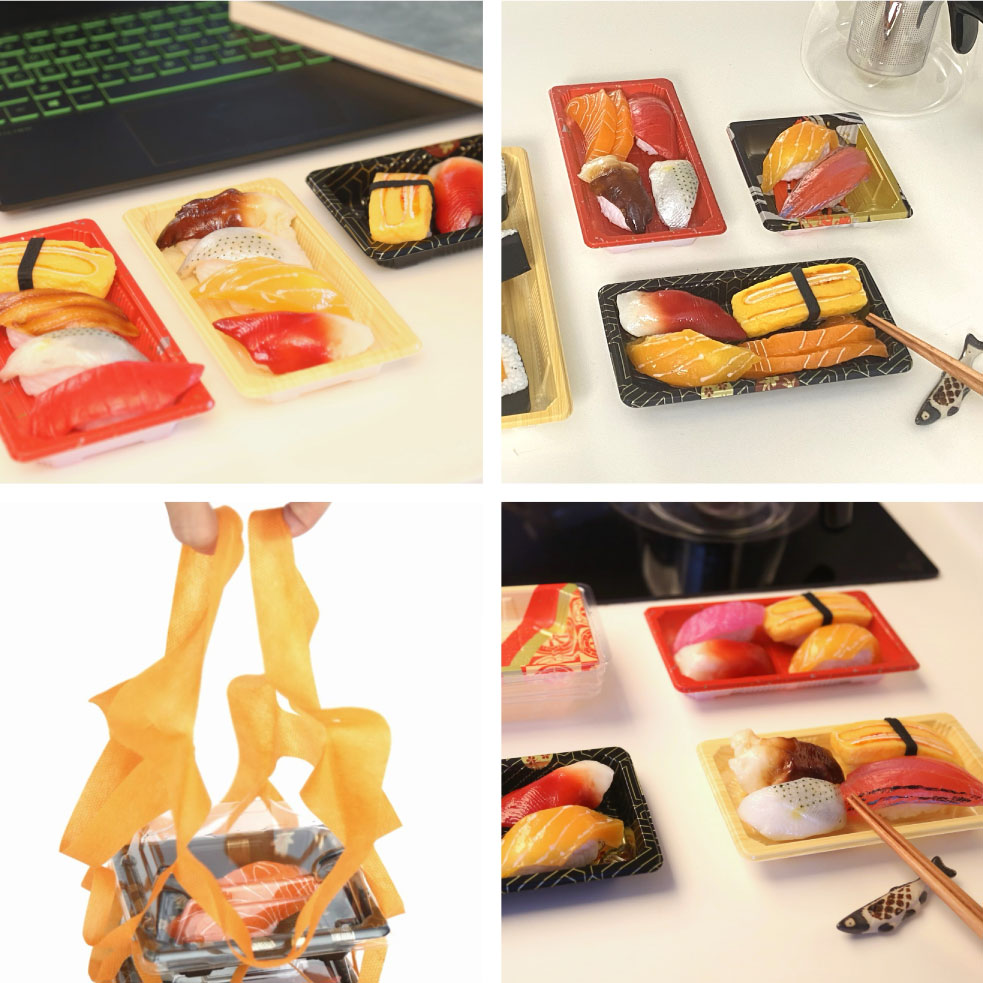 Sushi plate WL-0.6 can be used in the kitchen, office, dinner scene, etc. It can also be packed away.