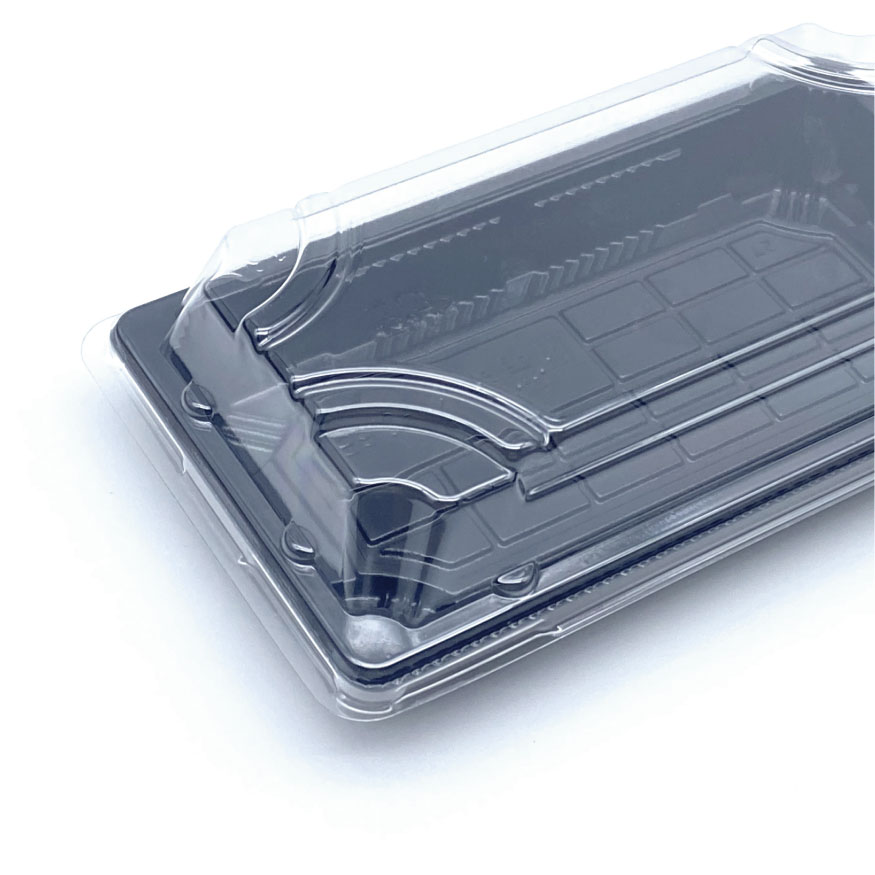 The lid of the sushi tray WL-0.6 is tight and transparent, and it is very tight and not easy to pour out after loading the sushi and closing the lid.