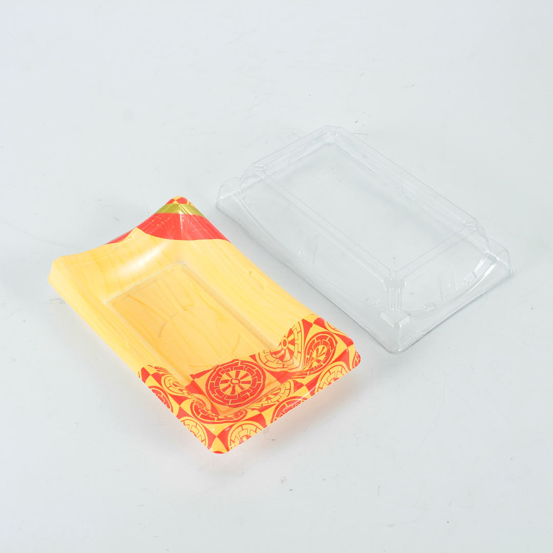 WL-20 14Oz Boat Shape Sushi Togo Packaging base and a separate lid