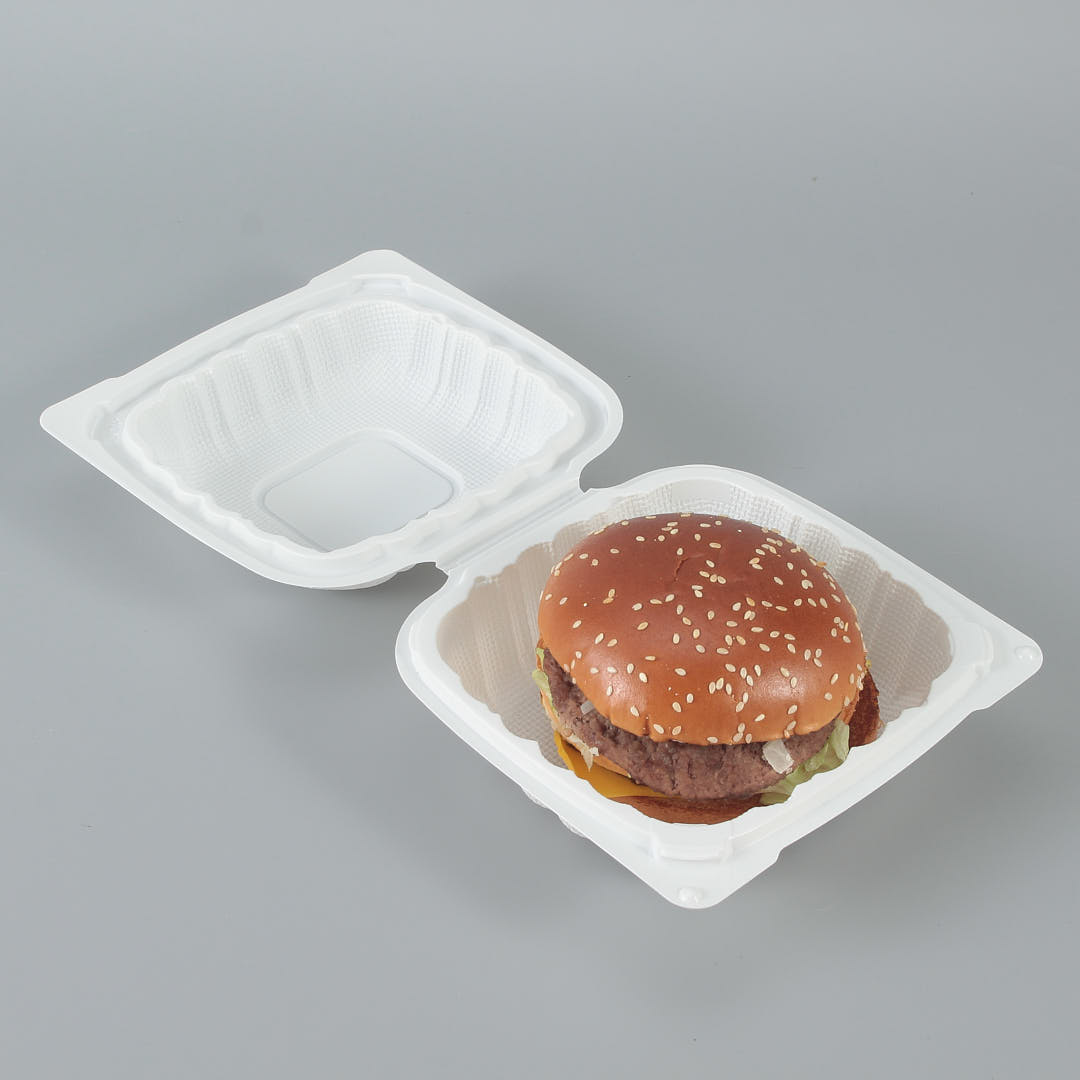 6x6 Inch White Clamshell Burger Container | WL-P61