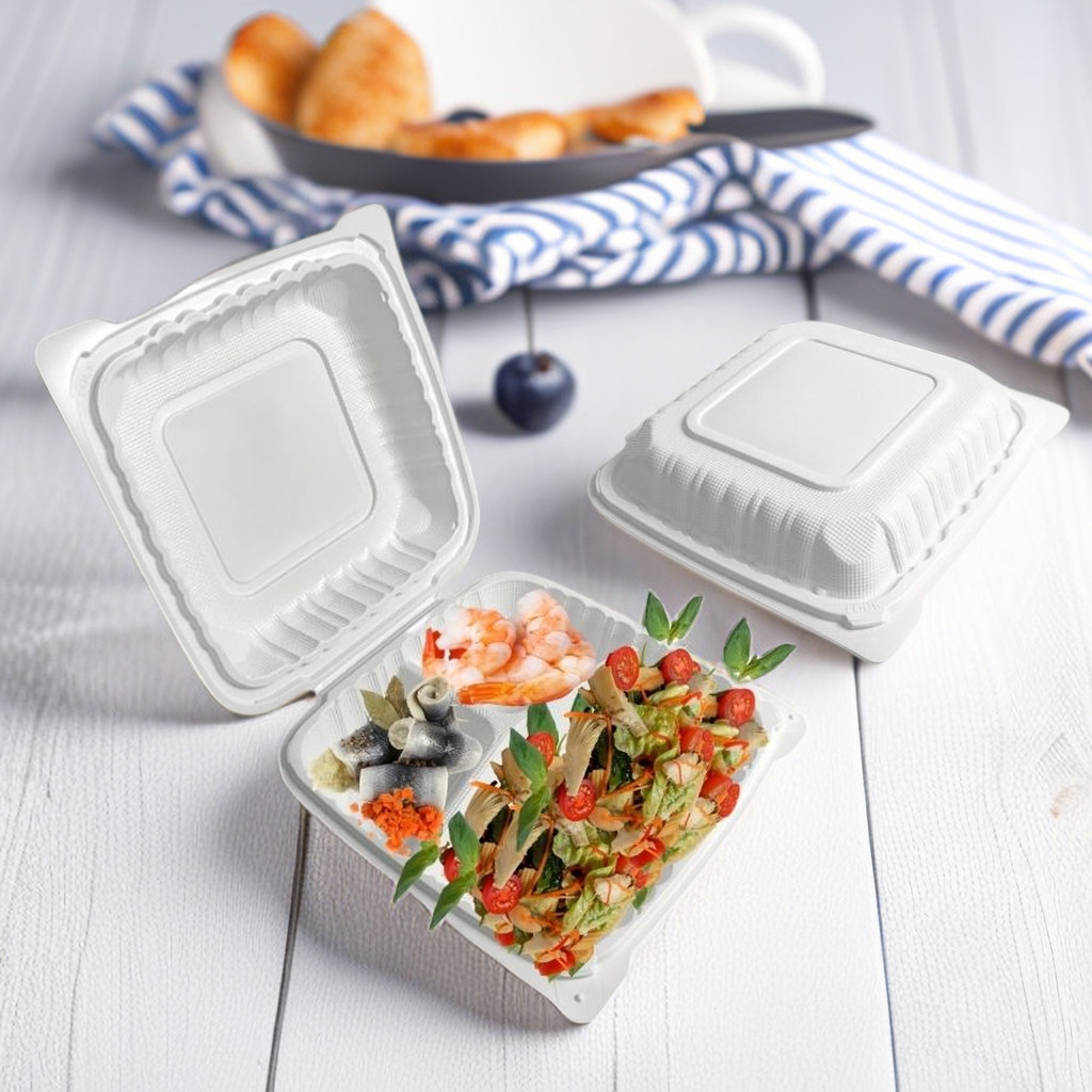 8x3 Inch Compartment Clamshell Container
