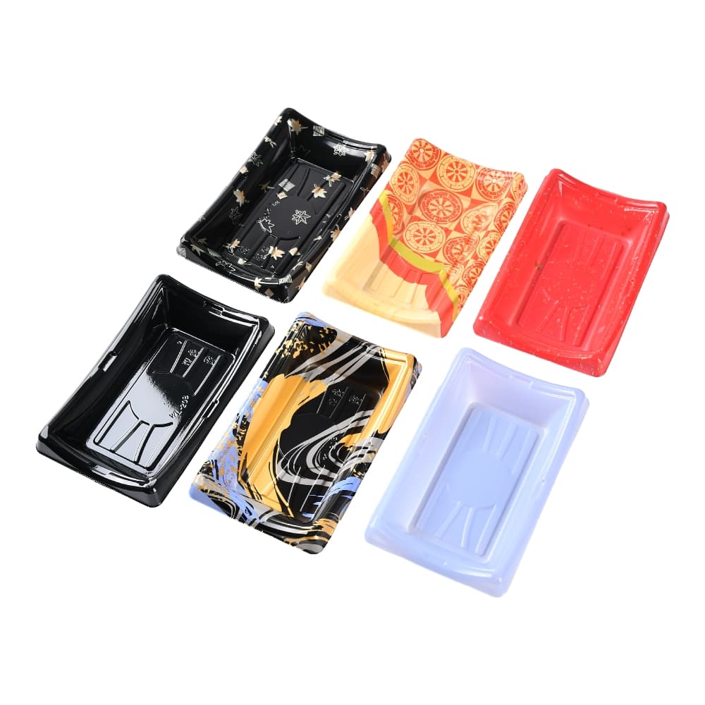various color of boat shape plastic-container-for-sushi
