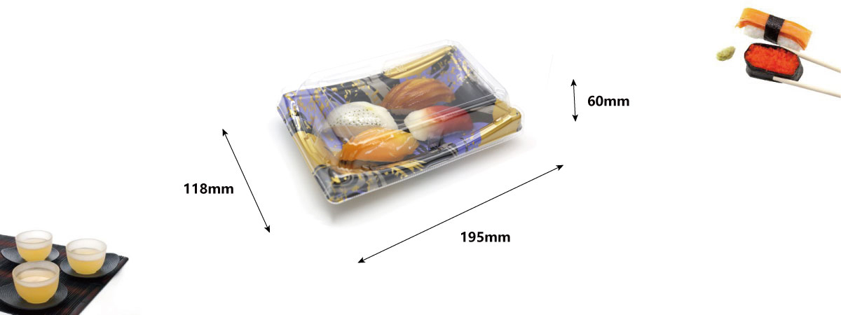 The size of the sushi tray WL-20B is 195*118*60mm.