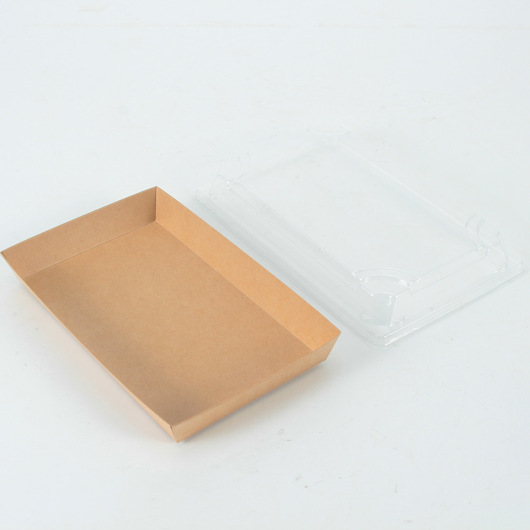KP-475 Kraft Paper sushi tray with a separate lid