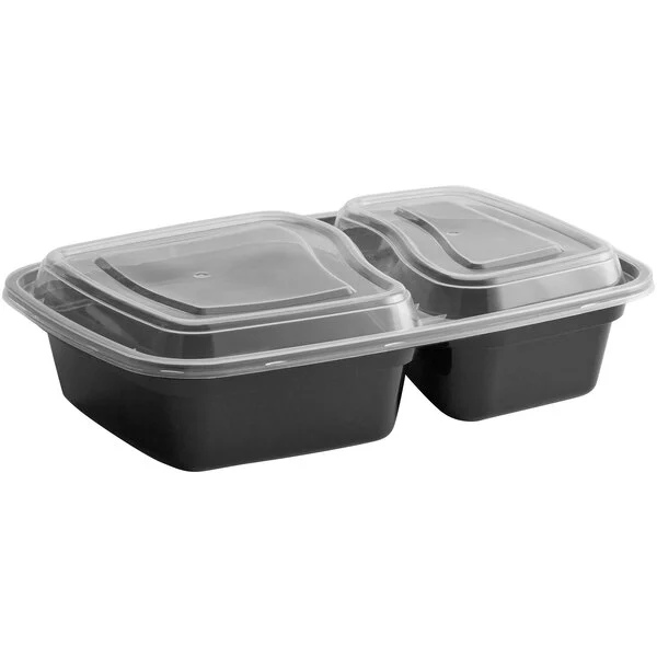24 oz Black Meal Prep Divided Food Container