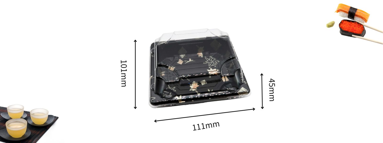 WL-0.1 small sushi box size : 111*101*45mm