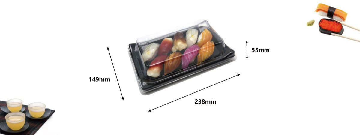 The size of the sushi tray WL-B07 is 238*149*55mm.