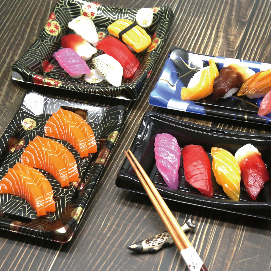 This sushi tray excels in functionality, aesthetics, and practicality, providing great convenience to users. It is suitable for restaurants, hotels, buffets, and various banquet events, particularly ideal for presenting and taking away sushi, sashimi, and desserts.