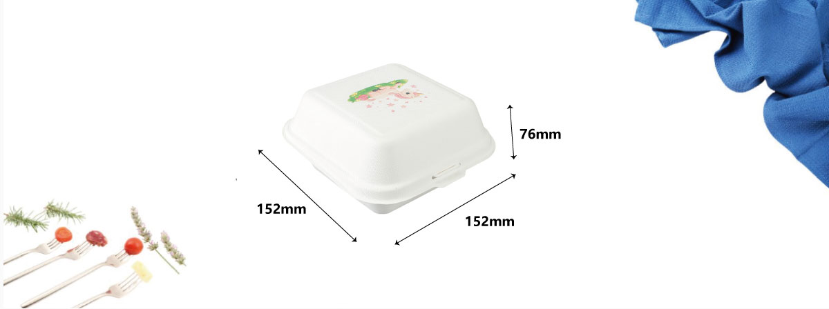 The size of the lunch box is 152x152x76mm